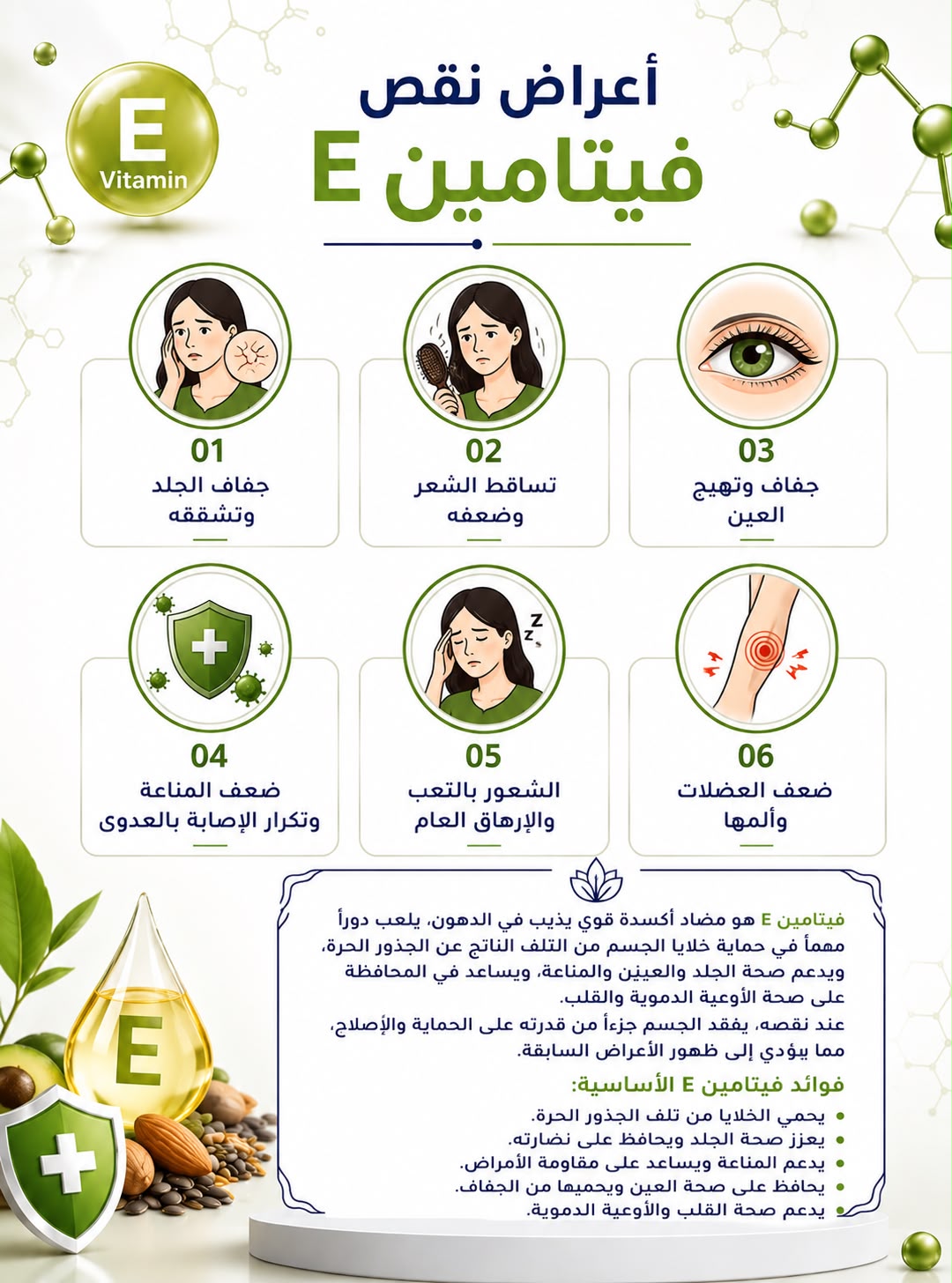 أعراض نقص فيتامين E